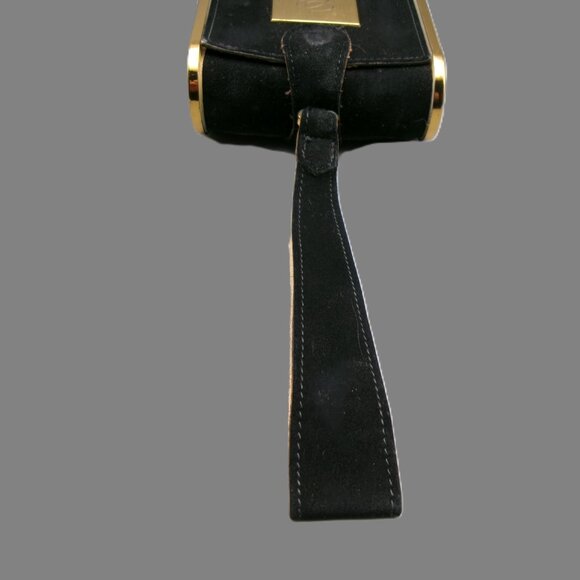 Wadsworth Black Suede Compact Wristlet Minaudiere Cigarette Holder, VTG Vanity - Picture 7 of 11